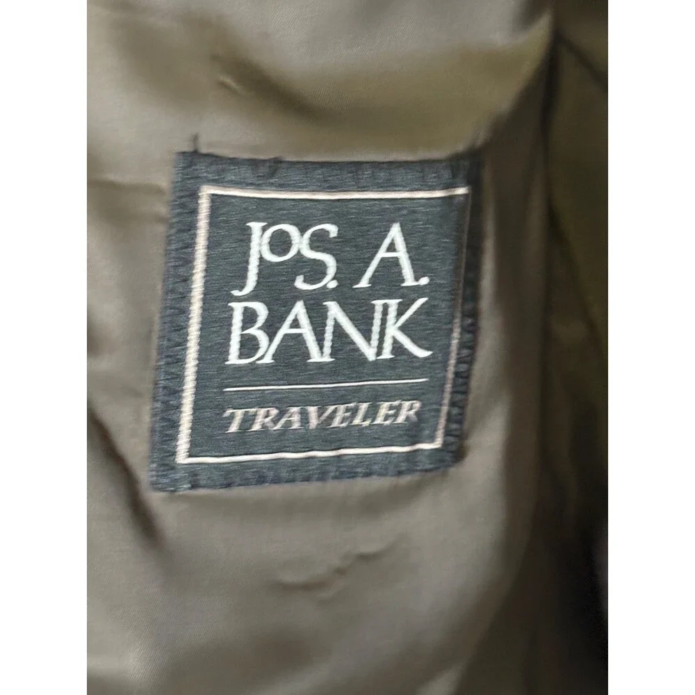 Jos A Bank Blazer Mens 44R Gray Windowpane Tailored Fit Wool Sportscoat